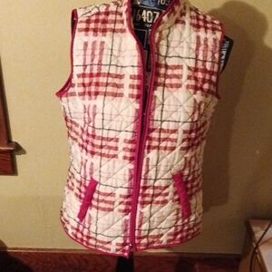 Karen Scott Red and White Plaid Vest